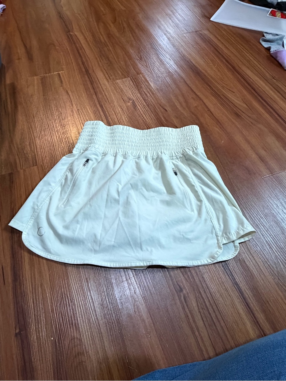 BE COOL Cream Circle Skirt with Smocked Waistband